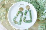 Handcrafted Polymer Clay Earrings- Green Marble